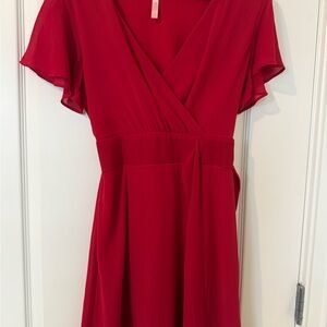 Elegant Red Wrap Dress